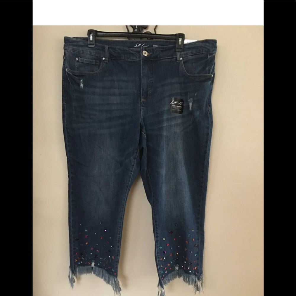 INC Holiday jeweled holiday ankle skinny jean NWT